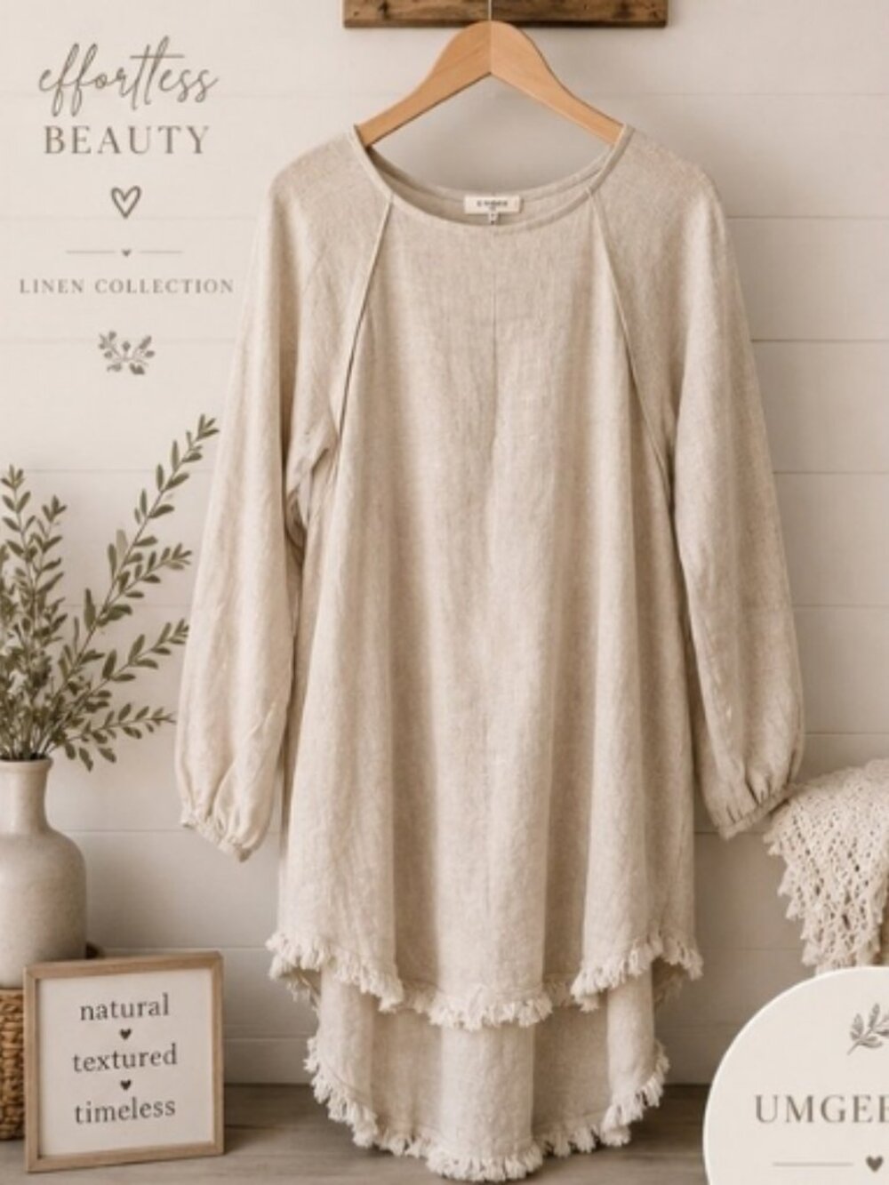 Umgee USA Linen Blend High Low Dress Size Large